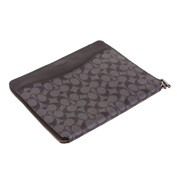 Coach Tech Case In Signature Canvas Bag Color: CHARCOAL/BLACK 11 1/4"L X8 3/4"H - Picture 5 of 11